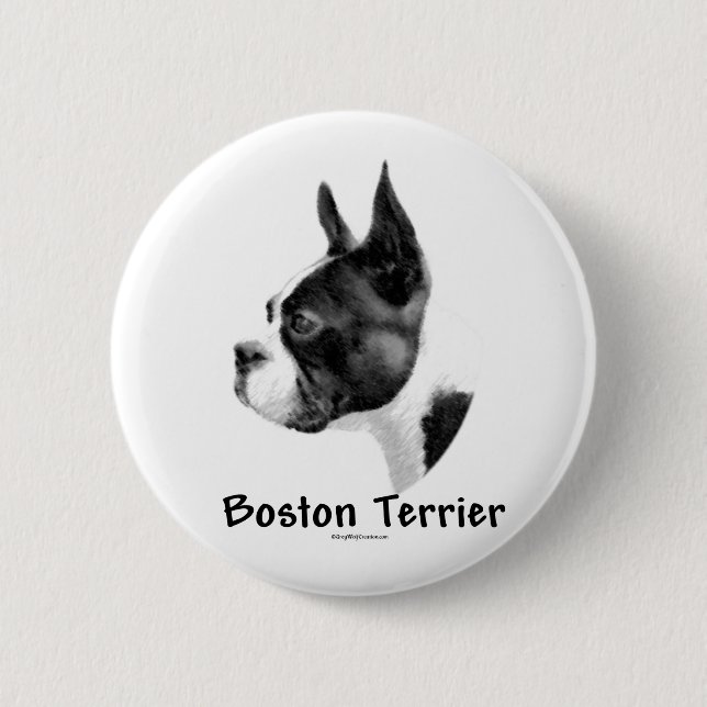 Boston Terrier Charcoal 2 - Button (Vorderseite)