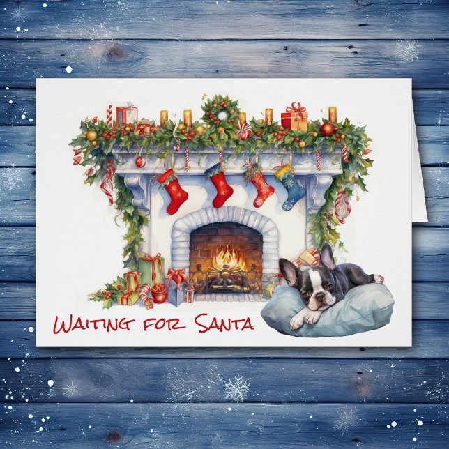 Boston Terrier Chiot Attendre sur la cheminée Père (Créateur téléchargé)