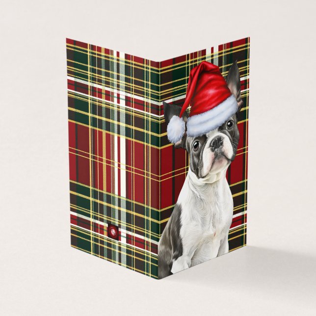 Boston Terrier Christmas Dog Holiday Kariert (Vorderseite)