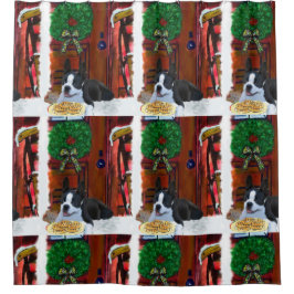 Boston Terrier Christmas Duschvorhang
