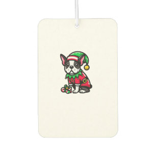 Boston Terrier Christmas Elf Funny Dog Xmas Autolufterfrischer