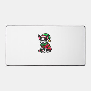 Boston Terrier Christmas Elf Funny Dog Xmas Schreibtischunterlage