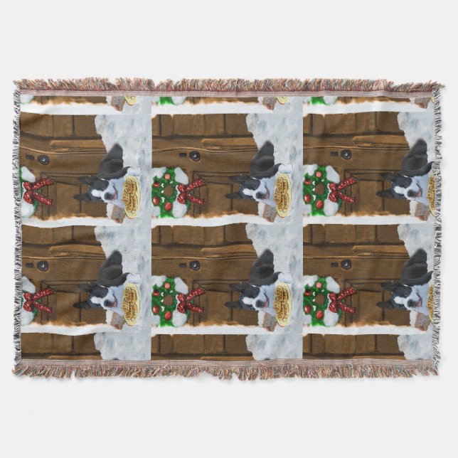 Boston Terrier Christmas Geschenke Decke (Vorderseite)