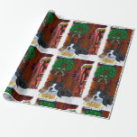 Boston Terrier Christmas Geschenkpapier<br><div class="desc">Der niedliche Boston Terrier Welpe wartet am Heiligabend auf die Ankunft des Weihnachtsmannes.</div>