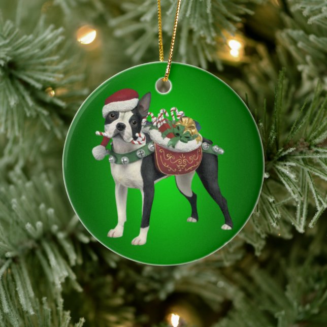 Boston Terrier Christmas Ornament (Baum)