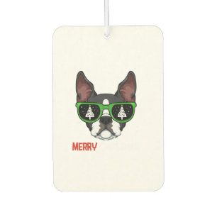 Boston Terrier Christmas Pajama Dog Sonnenbrille X Autolufterfrischer