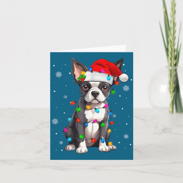 Boston Terrier Christmas Santa Hat  Karte (Vorderseite)