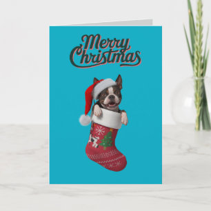 Boston Terrier Christmas Strumpf Feiertagskarte