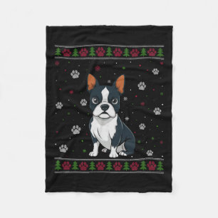 Boston Terrier Christmas Sweater Xmas Pet Animal D Fleecedecke