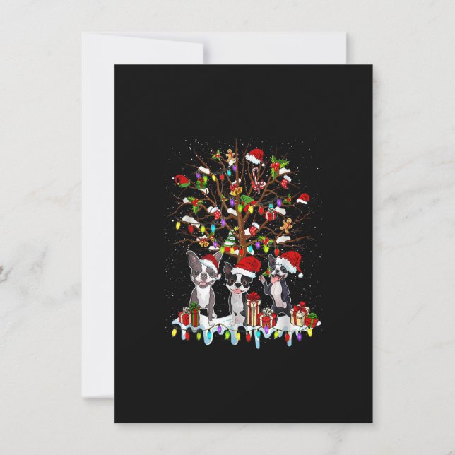 Boston Terrier Christmas Tree Funny Xmas Boston Te Einladung (Vorderseite)