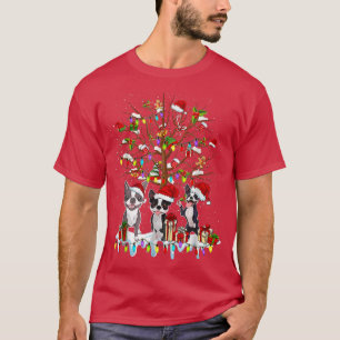 Boston Terrier Christmas Tree Funny Xmas Boston Te T-Shirt