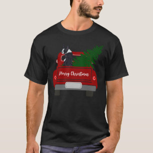 Boston Terrier Christmas Tree Red Retro Truck T-Shirt
