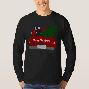 Boston Terrier Christmas Tree Red Retro Truck T-Shirt