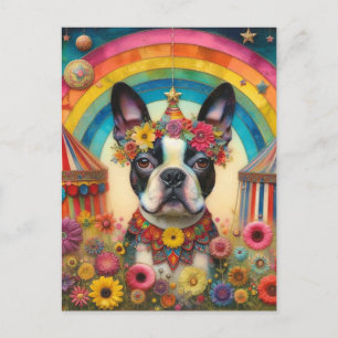 Boston Terrier Circus farbenfroh Postkarte