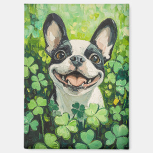 Boston Terrier Clover Field Painting Magnet