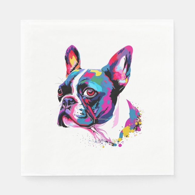 Boston Terrier Colorful Serviette (Vorderseite)