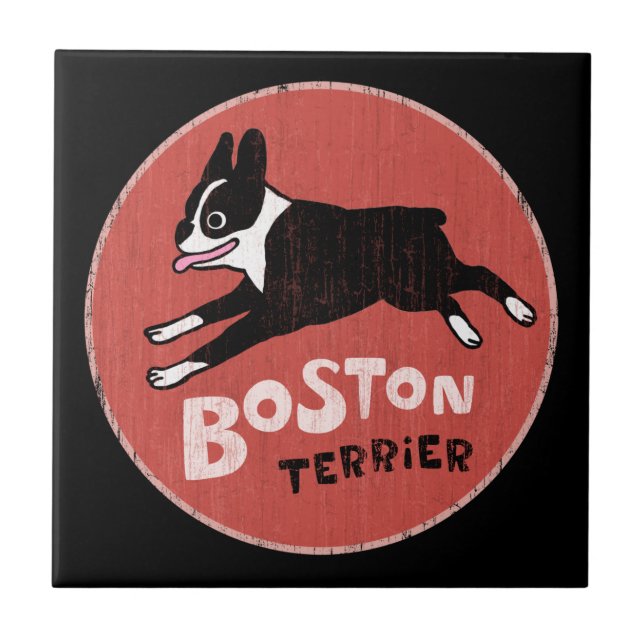 Boston Terrier Cool Retro Style Fliese (Vorderseite)