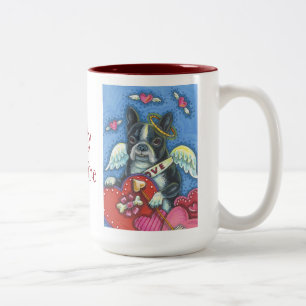Boston Terrier Cupide CHIEN VALENTINE 2 TONE MUG R