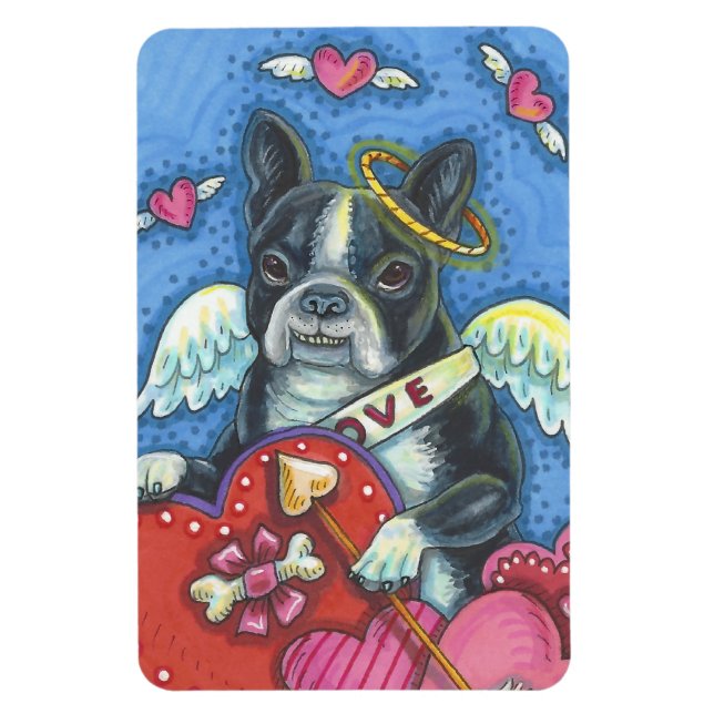 Boston Terrier Cupide CHIEN VALENTINE MAGNET Large (Vertical)