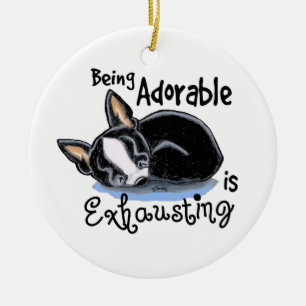 Boston Terrier, das entzückend ist Keramikornament