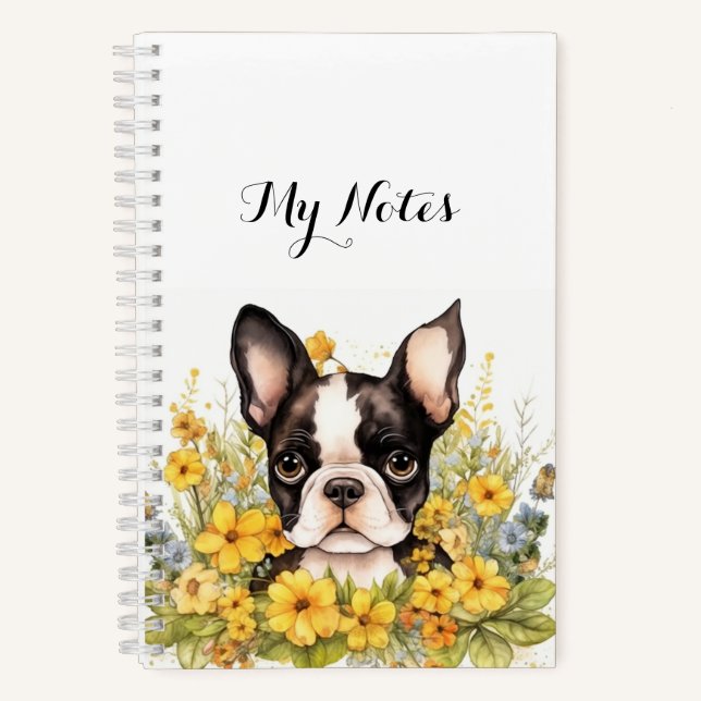 Boston Terrier Diary Shot Platten | Notizbuch (Vorderseite)