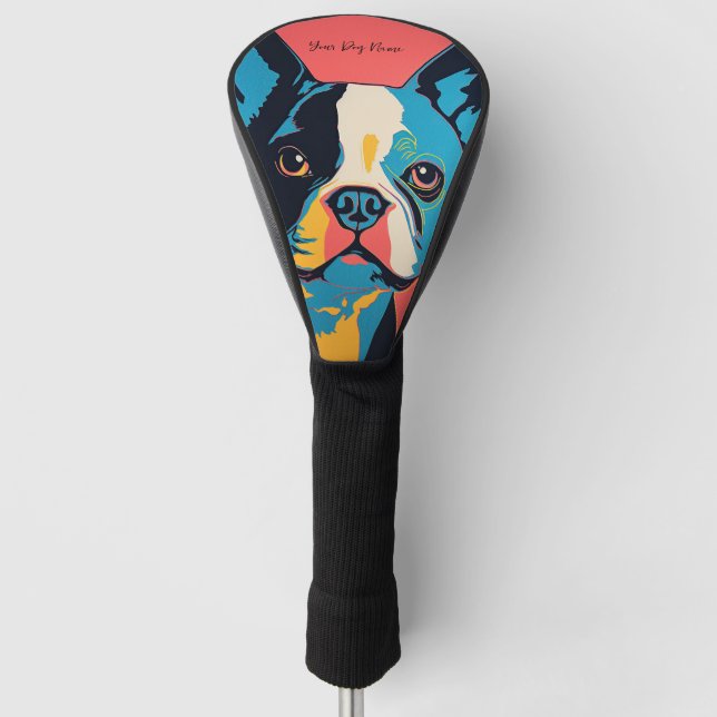 Boston Terrier Dog 001 - Bruno Pokopen Golf Headcover (Vorderseite)
