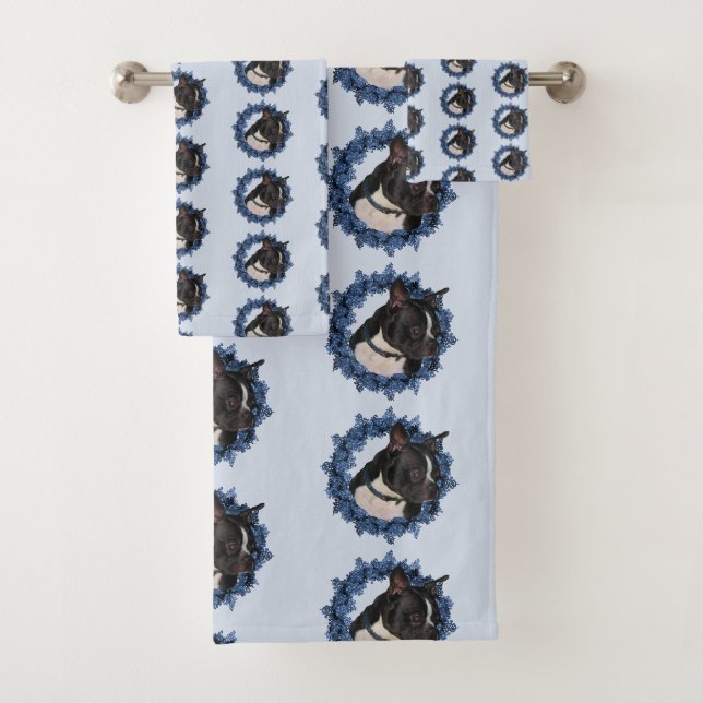 Boston Terrier Dog Animal      Badhandtuch Set (Insitu)