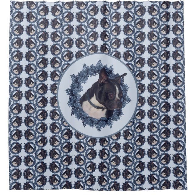Boston Terrier Dog Animal Duschvorhang (Vorderseite)