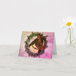 Boston Terrier Dog Art Carte de note personnalisab