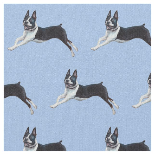 Boston Terrier Dog Art Fabric Stoff (Nahaufnahme)