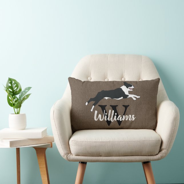 Boston Terrier Dog Breed Monogram Nachname Lendenkissen (Stuhl )