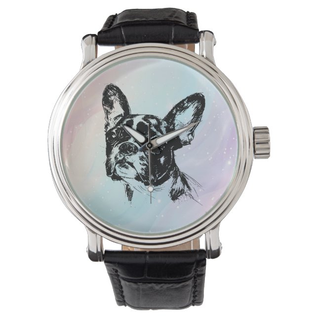 Boston Terrier Dog Design Armbanduhr (Vorderseite)