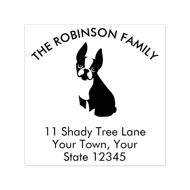 Boston Terrier Dog Family Zuhause-Adresse Permastempel (Design)