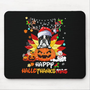 Boston Terrier Dog Halloween und frohe Weihnachten Mousepad
