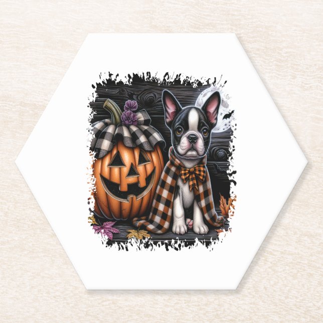 Boston Terrier Dog Halloween Untersetzer (Vorderseite)