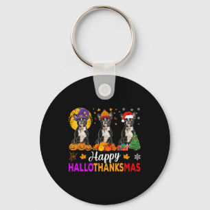 Boston Terrier Dog Halloween Weihnachtsdank Schlüsselanhänger