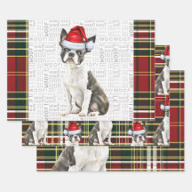 Boston Terrier Dog Holiday Kariert Weihnachten