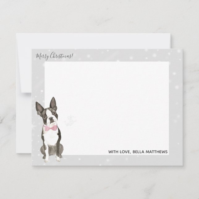 Boston Terrier Dog Holiday Weihnachtsgeschichten Mitteilungskarte (Vorderseite)