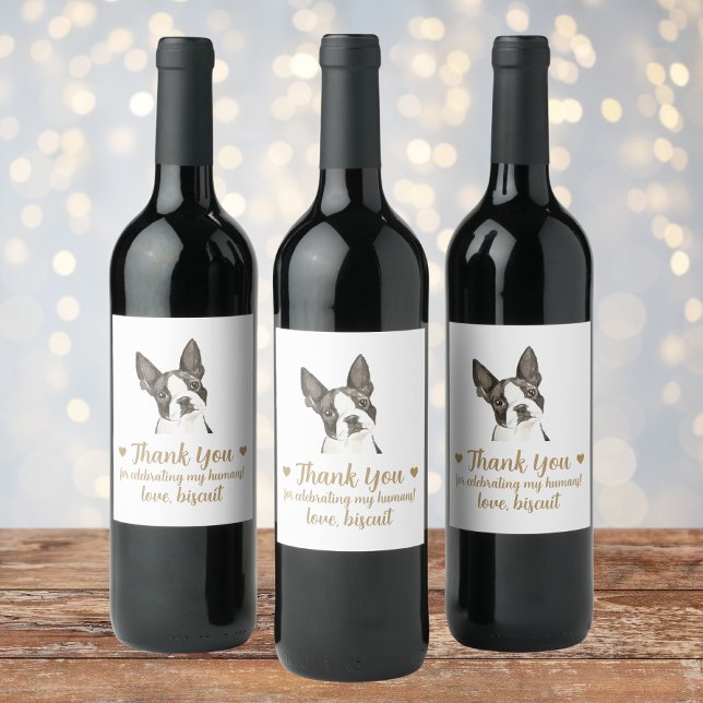 Boston Terrier Dog I do to Wedding Wine Label Weinetikett (Von Creator hochgeladen)