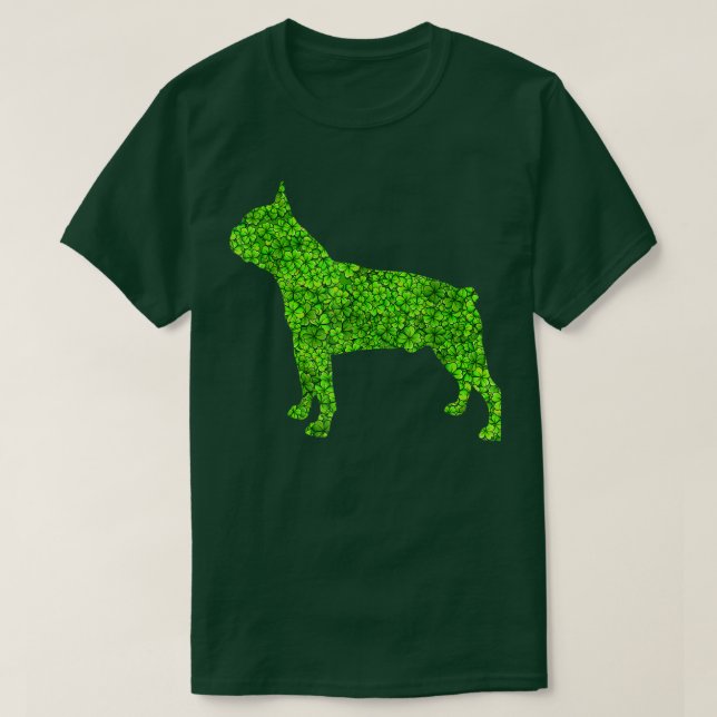 Boston Terrier Dog Irish Kleeblatt Leaf St Patrick T-Shirt (Design vorne)