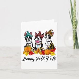 Boston Terrier Dog Lover Fall Ya'll Halloween-Kost Karte