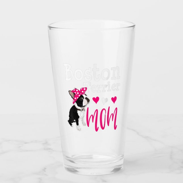 Boston Terrier Dog Mama Eigentümer Niedlich Funny Glas (Vorderseite)