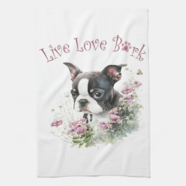Boston Terrier Dog Mama Floral Geschirrtuch