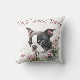 Boston Terrier Dog Mama Floral Kissen