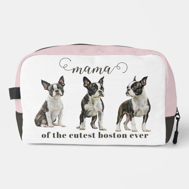 Boston Terrier Dog Mama Waschbeutel (Vorderseite)
