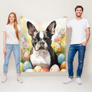 Boston Terrier Dog mit Ostereier Holiday Fleecedecke