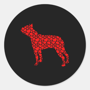 Boston Terrier Dog Niedliche Silhouette Herz Valen Runder Aufkleber