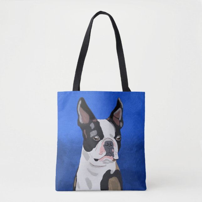 Boston Terrier Dog Oil Painting Art Portrait Tasche (Vorderseite)