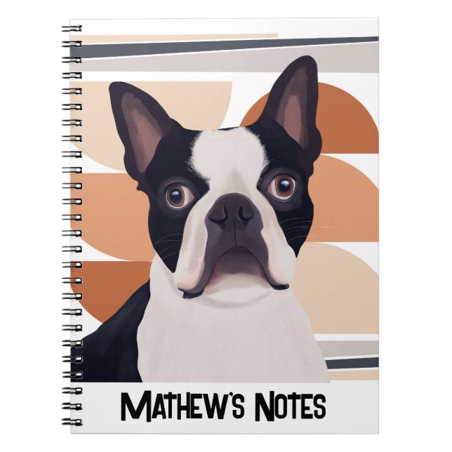 Boston Terrier Dog - Orange Geometric Notizblock (Vorderseite)