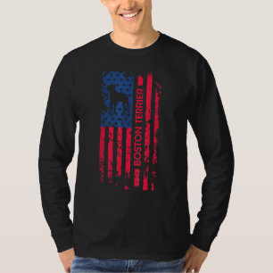 Boston Terrier Dog Patriotic American Flag 4. T-Shirt